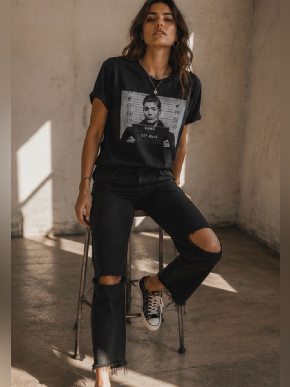 Authentic Supernatural “Dean Mugshot” Black Tee EUC Collectors Item - Picture 5 of 15